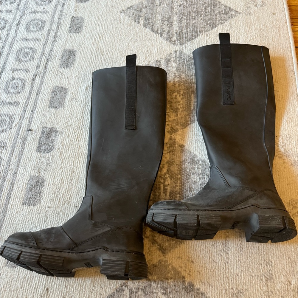 Ganni rubber knee high boots